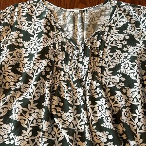 Floral Green and White Top by Monday Fun